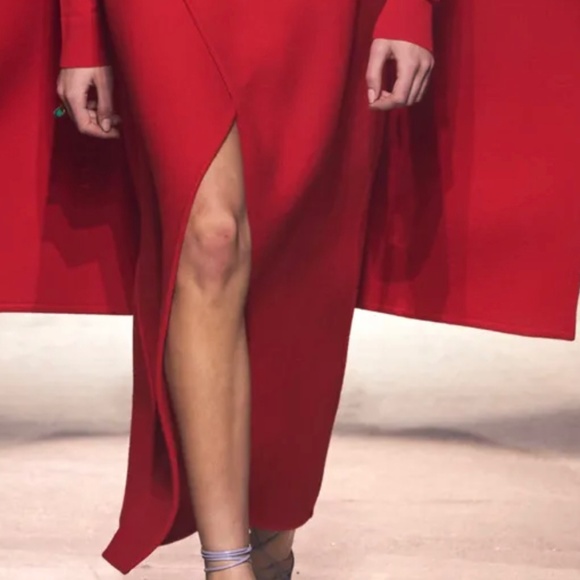 Givenchy NWT Runway Midi  Red Wool Wrap Skirt S 8 - Picture 3 of 15